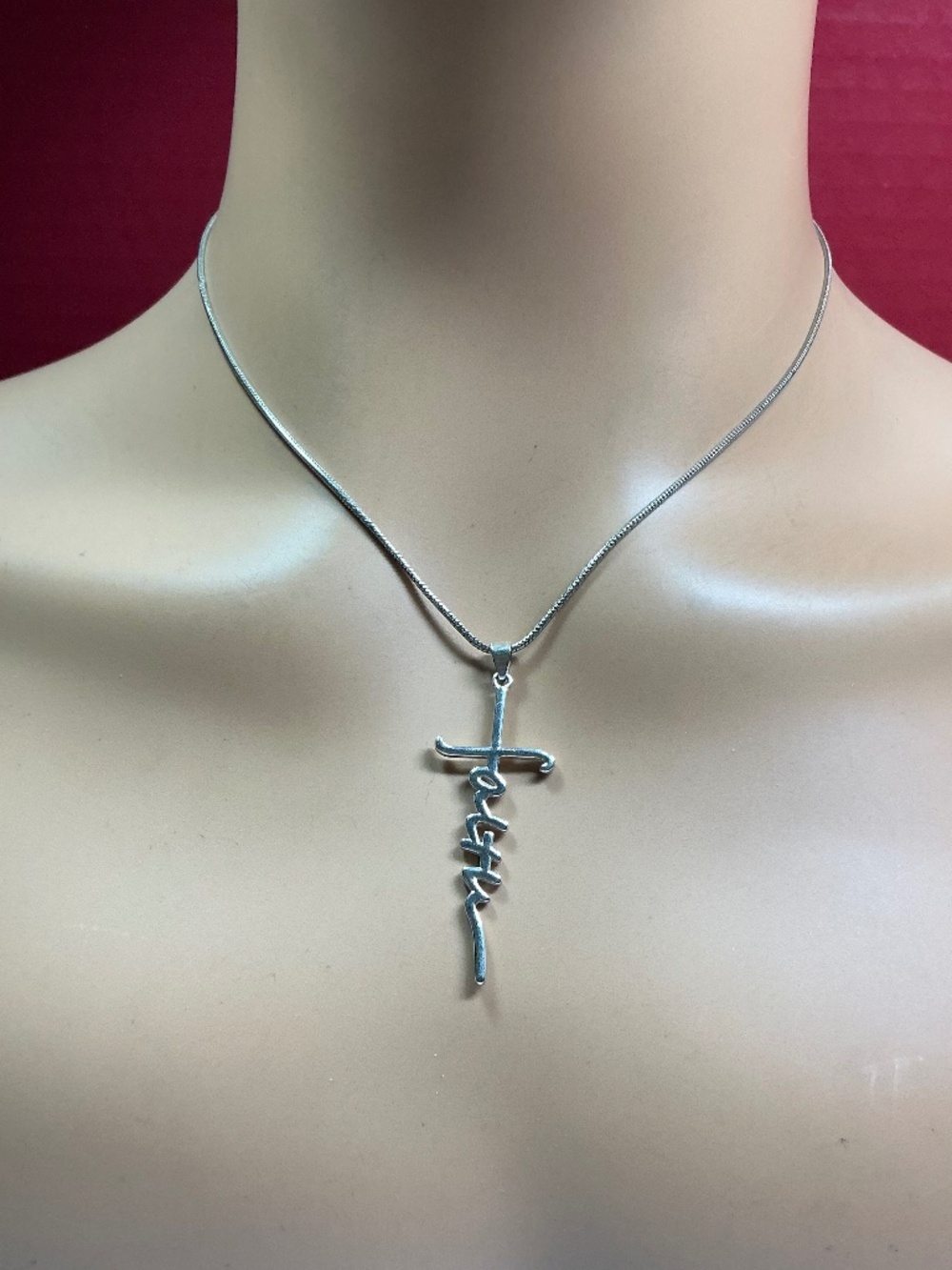 Sterling Silver Faith Cross & Sterling Snake 🐍 Necklace. 18 inches long